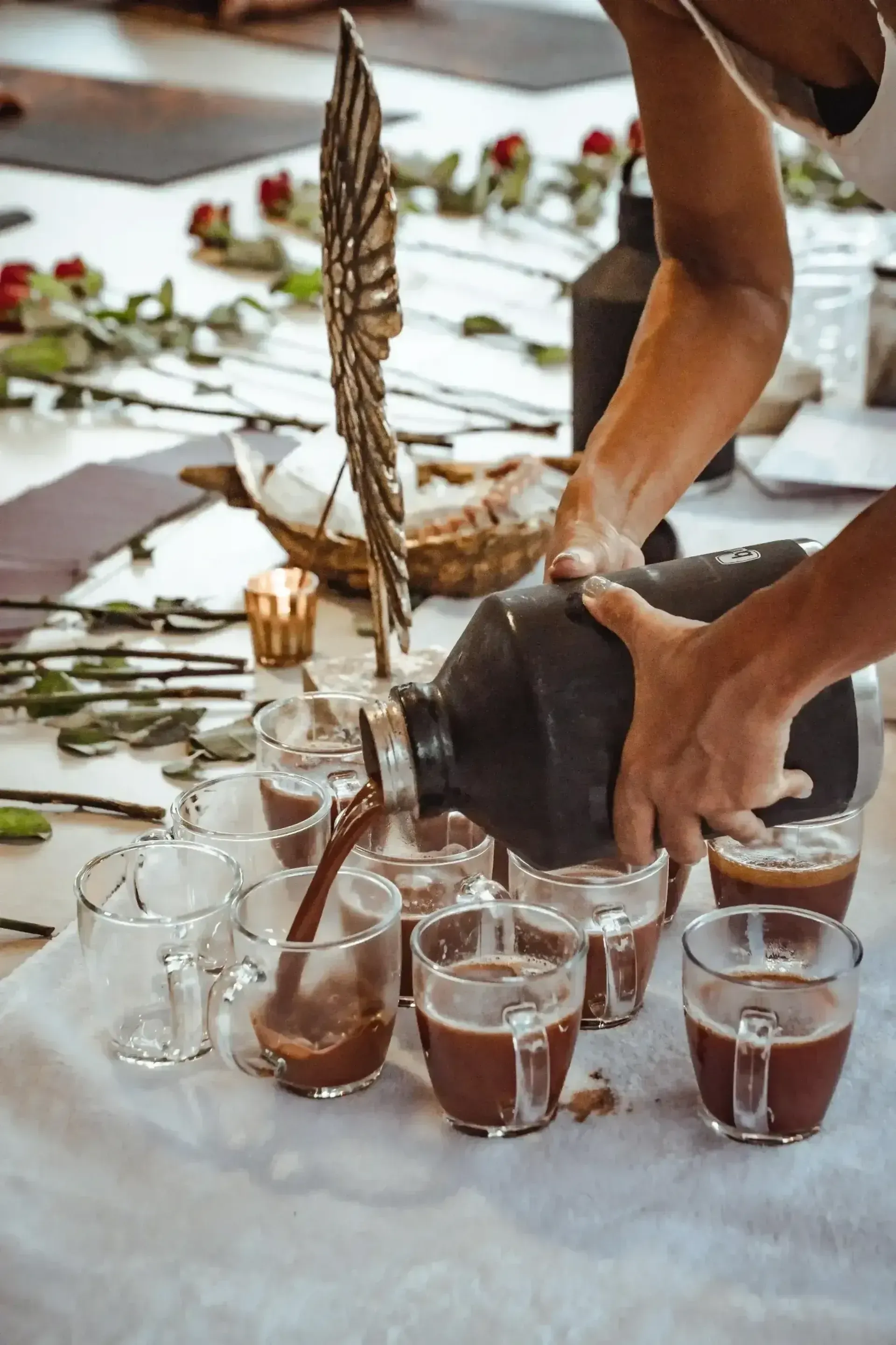 A cacao ceremony at the retreat