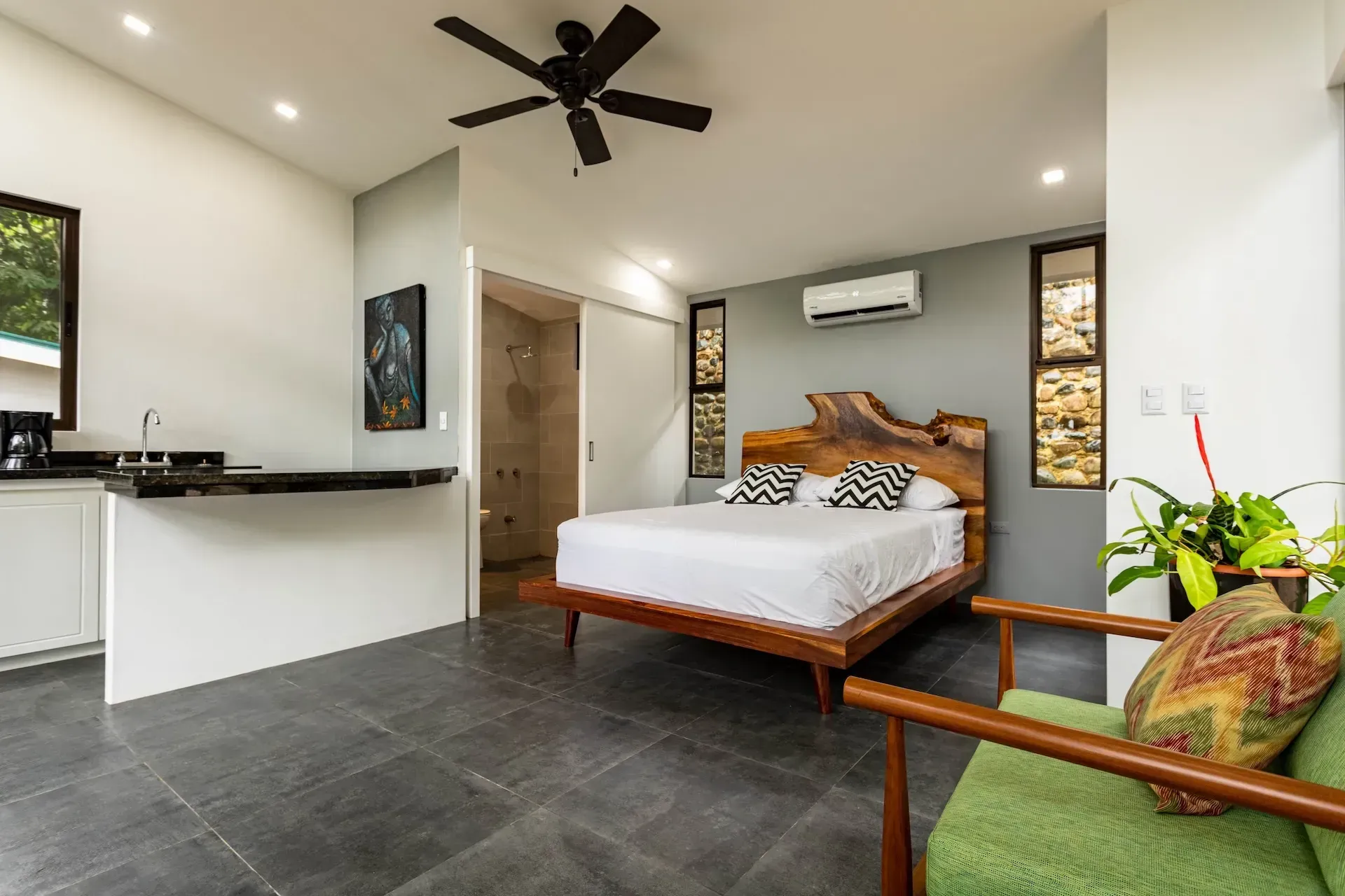 A casita suite open to the jungle